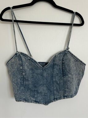 Jealous Tomato Denim Corset Crop Top in Blue Size XL